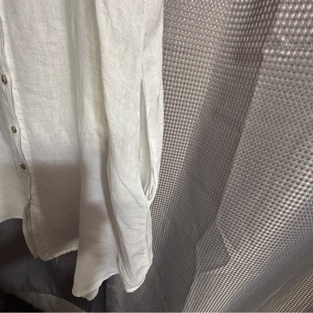 Tempo Paris 100% Linen Size M/L Made In Italy Sleeveless Shirt dress W/Lace Back - Picture 5 of 8